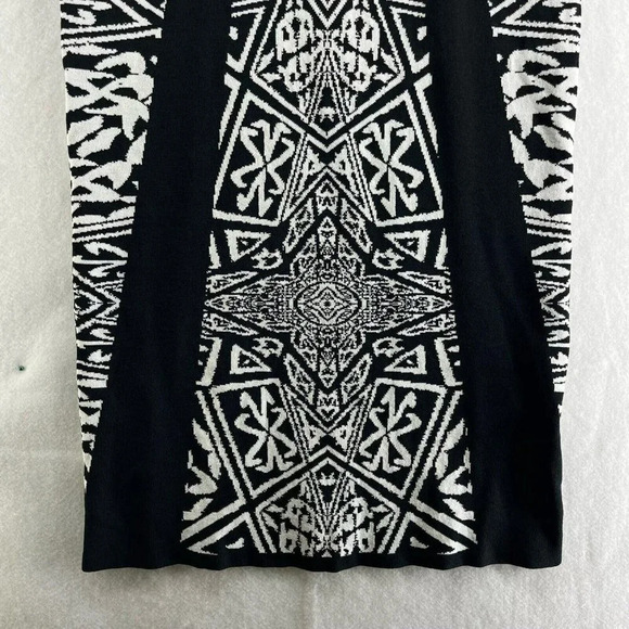 Artelier Nicole Miller Dress Women's Sz L Black Patterned Bodycon Sccop Neck - Picture 7 of 13